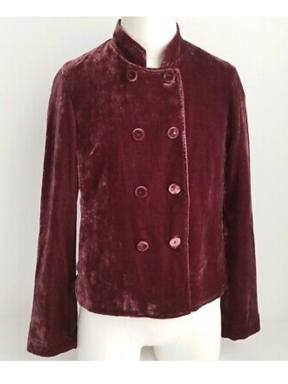 J. Jill Velvet Double-Breasted Blazer - Wine